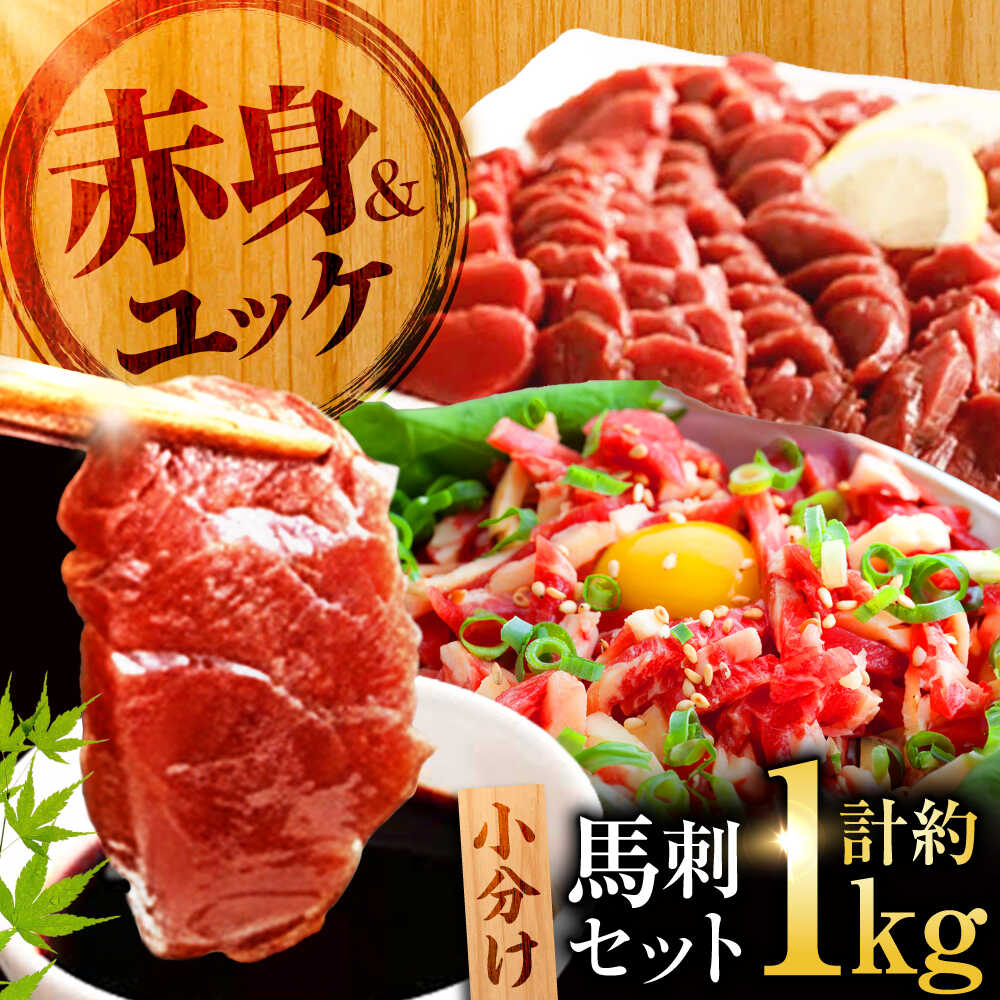 【ふるさと納税】熊本 馬刺し 赤身 約500g＋ 馬肉 ユッケ 約500g 合計約1kgセット【くまもと食彩の力】[AYAN018] 冷凍 ヘルシー おつまみ たれ 馬 肉 桜肉 小分け 個包装 便利 熊本県｜熊本県合志市