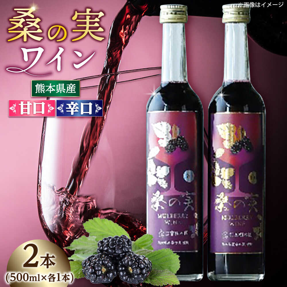【ふるさと納税】【お中元対象】桑の実 ワイン （甘口・辛口） 500ml&times;2本【株式会社 峯樹木園】 合志市 熊本県 熟成ワイン ワイン わいん 酒 お酒 洋酒 果実酒 辛口 甘口 桑の実 マルベリー お祝い 贈り物 飲み比べ セット [AYBM006]｜熊本県合志市