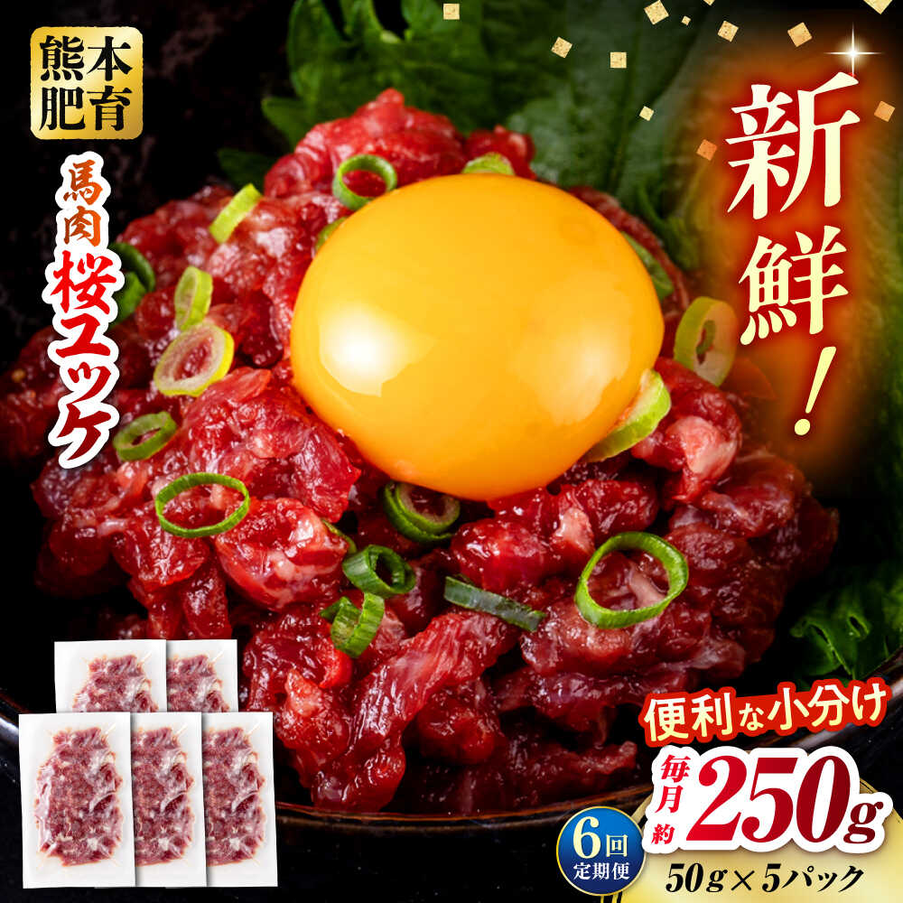 【ふるさと納税】【全6回定期便】馬肉 さくらユッケ 50g×5パック 計250g お肉 桜ユッケ 赤身 生食 小分け 冷凍【五右衛門フーズ熊本店】[AYBV029]
