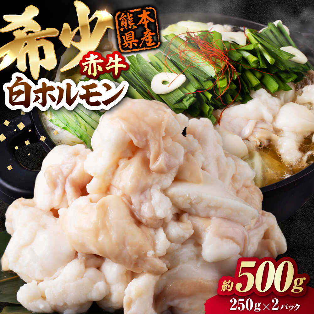 【ふるさと納税】赤牛 ホルモン 500g（250g&times;2パック） / お肉 肉 牛肉 あか牛 小腸 シロホルモン もつ 熊本県産 冷凍【五右衛門フーズ熊本店】[AYBV040]｜熊本県合志市