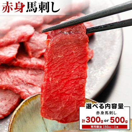 【ふるさと納税】 赤身馬刺し 選べる 内容量 300g または 500g (専用醤油付き150ml&times;1本) 桜屋 《60日以内に出荷予定(土日祝除く)》 熊本県 長洲町 送料無料 肉 馬肉 馬さし 赤身｜熊本県長洲町