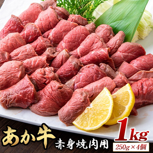 【ふるさと納税】あか牛 赤身焼肉用 1kg (250g×4個) 有限会社白水乃蔵《60日以内に出荷予定(土日祝を除く)》あか牛 あかうし 赤牛 焼肉 冷凍 小分けパック|熊本県大津町