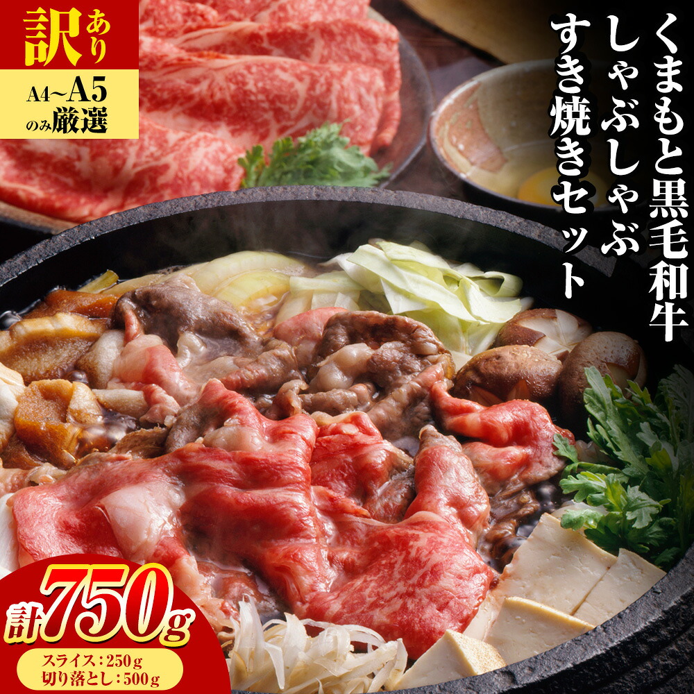 【ふるさと納税】訳あり 【A4～A5】くまもと 黒毛和牛 しゃぶしゃぶ すき焼き 750g セット《30日以内に出荷予定(土日祝除く)》熊本県 大津町 黒毛和牛 肉 お肉 和牛 A5 A4 小分け MEAT PLUS