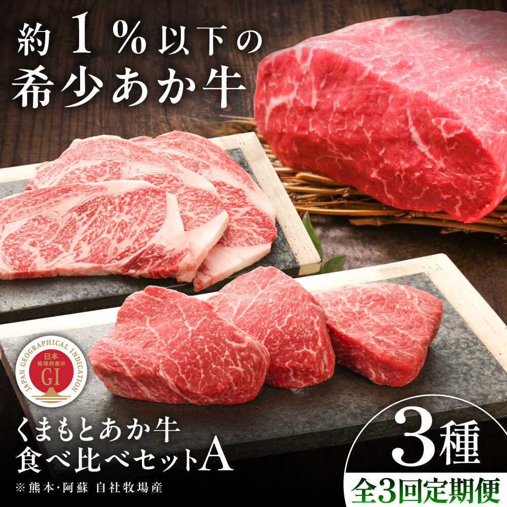 【ふるさと納税】【全3回定期便】【GI認証】くまもとあか牛 食べ比べ A / 菊陽町 あかうし 熊本県 肉 にく niku ブランド 旨み くまもとあか牛 和牛 自社牧場 直接 最高 牛 牛肉 ぎゅうにく ぎゅう肉 冷凍 国産 【有限会社 三協畜産】[BHAS024]