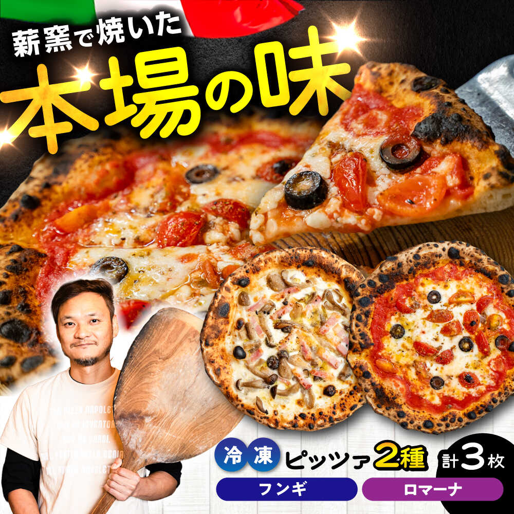 【ふるさと納税】【 ナポリ ピッツァ専門店 が作る 薪窯焼き 冷凍 ピッツァ セット 】 フンギ &times; 2枚、 ロマーナ &times; 1枚 合計3枚(約1kg) ピザ イタリアン ぴざ 冷凍 ピザ窯 ピッツァ 人気 本格 薪窯 簡単 人気 冷凍ピザ フンギ ロマーナ 340 320【堀川ピッツァ】[BHBV011]｜熊本県菊陽町