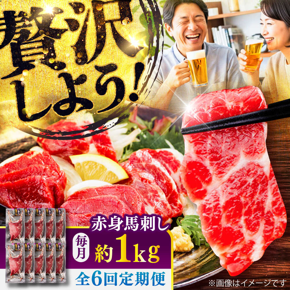 【ふるさと納税】【全6回定期便】赤身 馬刺し 約1kg(約100g×10パック) / 小分け 熊本 馬刺 赤身 馬刺し 冷凍 馬肉 ヘルシー 真空 パック おつまみ 熊本県 菊陽町【五右衛門フーズ】[BHCY027]