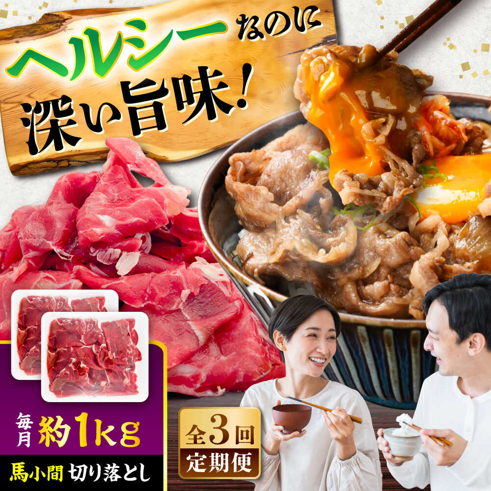 【ふるさと納税】【全3回定期便】馬小間切り落とし 約1kg (約500g &times; 2パック) / 馬肉 こま切れ きりおとし 切落とし 馬小間 熊本 馬肉 切り落とし ヘルシー【五右衛門フーズ】[BHCY038]｜熊本県菊陽町