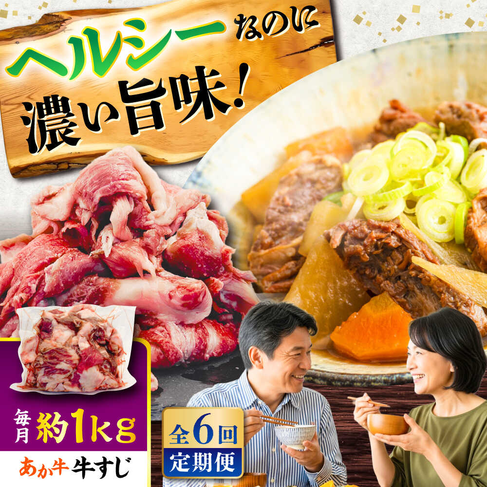 【ふるさと納税】【全6回定期便】熊本あか牛スジ 約1kg / 熊本県 あか牛 あかうし 和牛 牛すじ すじ肉 牛肉 お肉 褐毛和種 冷凍 国産【五右衛門フーズ】[BHCY051]