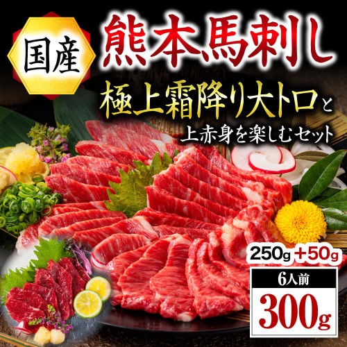 【ふるさと納税】 国産 熊本 馬刺し 上赤身 大トロ 300g 馬肉 馬 赤身 霜降り 専用醤油 肉刺し ギフト 贈答用 阿蘇 南小国町 送料無料