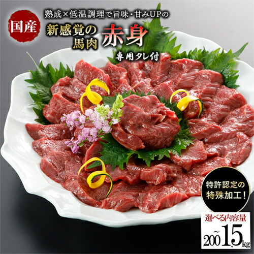 【ふるさと納税】レビューキャンペーン対象 出荷月指定 選べる内容量 馬肉 国産 日本 厳選 赤身 新感覚 特許製法 氷温熟成 低温調理 加熱済 レア 焼いたらもっと美味しい 小分け 専用醤油 タレ 真空パック 熊本 阿蘇 小国町  送料無料 【地場産品基準：類型3】