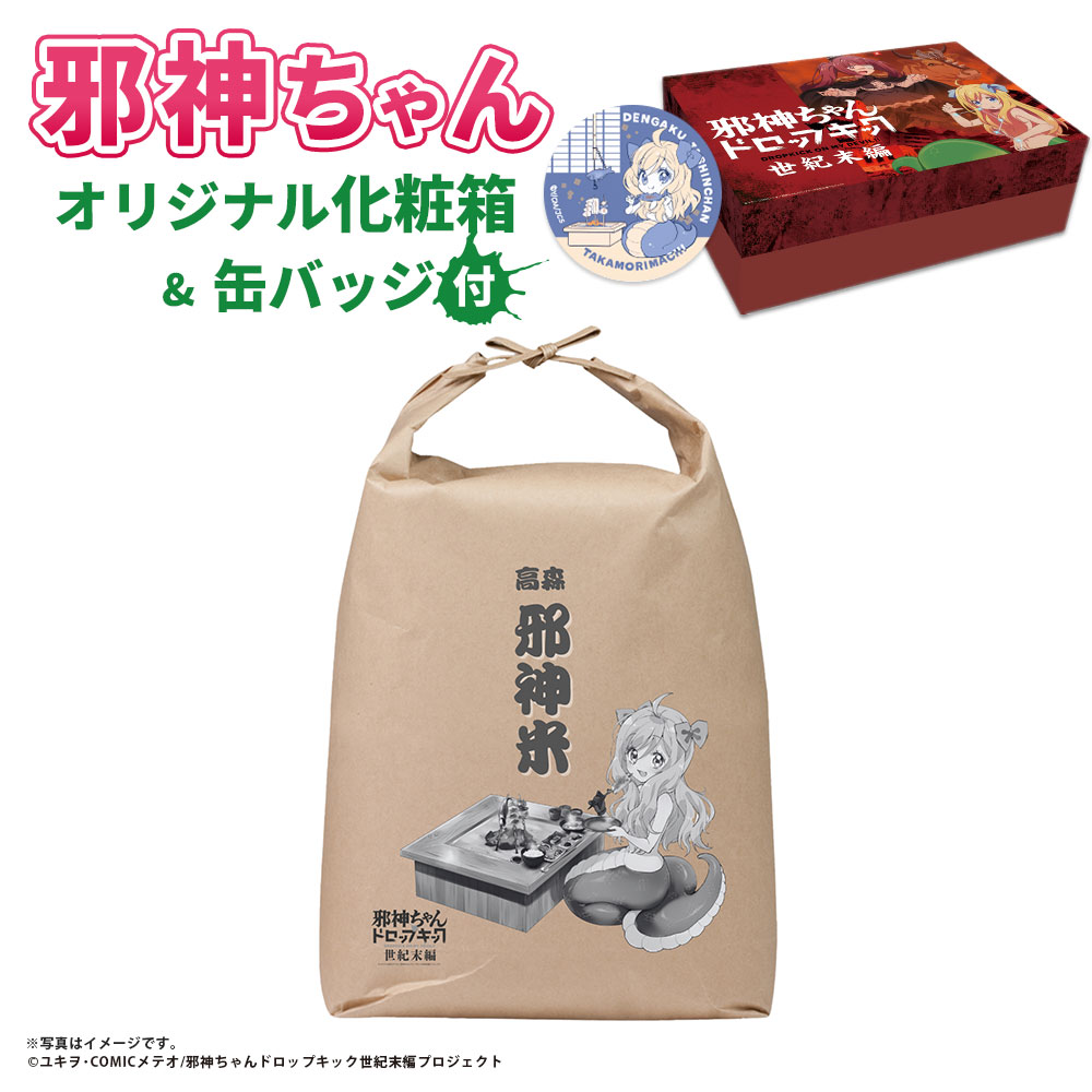 【ふるさと納税】邪神ちゃんドロップキック【世紀末編】 オリジナル化粧箱と邪神ちゃん田楽缶バッジ付き お米 5kg 邪神米 精米 米 おこめ オリジナル米 令和5年産 コラボ 熊本県産 国産 熊本県 高森町 送料無料画像