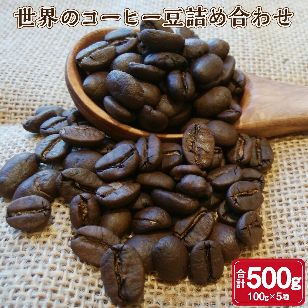 【ふるさと納税】世界の コーヒー豆 詰め合わせ 500g 100g&times;5種 コーヒー 珈琲 自家焙煎 飲料 ドリンク 飲み比べ お取り寄せ 熊本県 阿蘇 高森町 送料無料｜熊本県高森町 8,580円