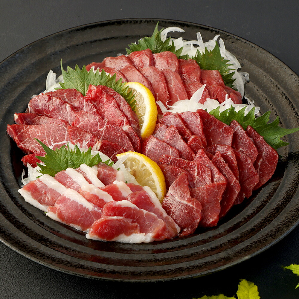 【ふるさと納税】熊本県産馬刺し 450g セット 3種 食べ比べ 赤身 上赤身 馬ヒモ または フタエゴ 甘口馬刺醤油付き 国産 熊本県産 馬刺し 桜肉 馬肉 熊本県 高森町 送料無料