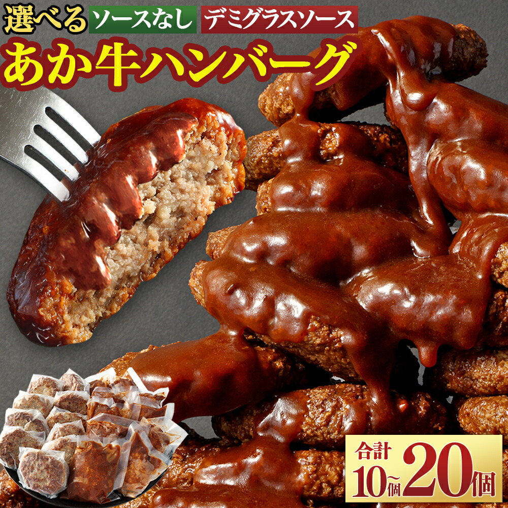 【ふるさと納税】あか牛 ハンバーグ 合計 10個～20個 選べる 数量 種類 ソース無し/デミグラス/2種 セット くまもとあか牛 プレミアムハンバーグ 赤牛 温めるだけ カンタン 簡単 おかず 惣菜 冷凍 熊本県 高森町 送料無料