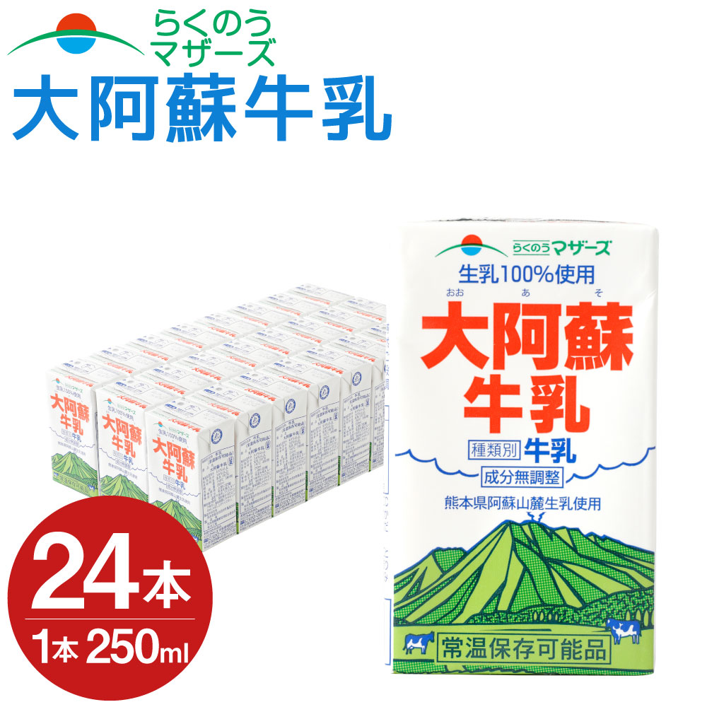 【ふるさと納税】 大阿蘇牛乳 250ml×24本 常温90日保存可能 ロングライフ ミルク らくのうマザーズ 成分無調整牛乳 生乳100%使用 乳飲料 乳性飲料 熊本県産 牛乳 031-010 熊本県高森町 らくのうマザーズ 大阿蘇牛乳 1000ml紙パック 12(6×2)本入