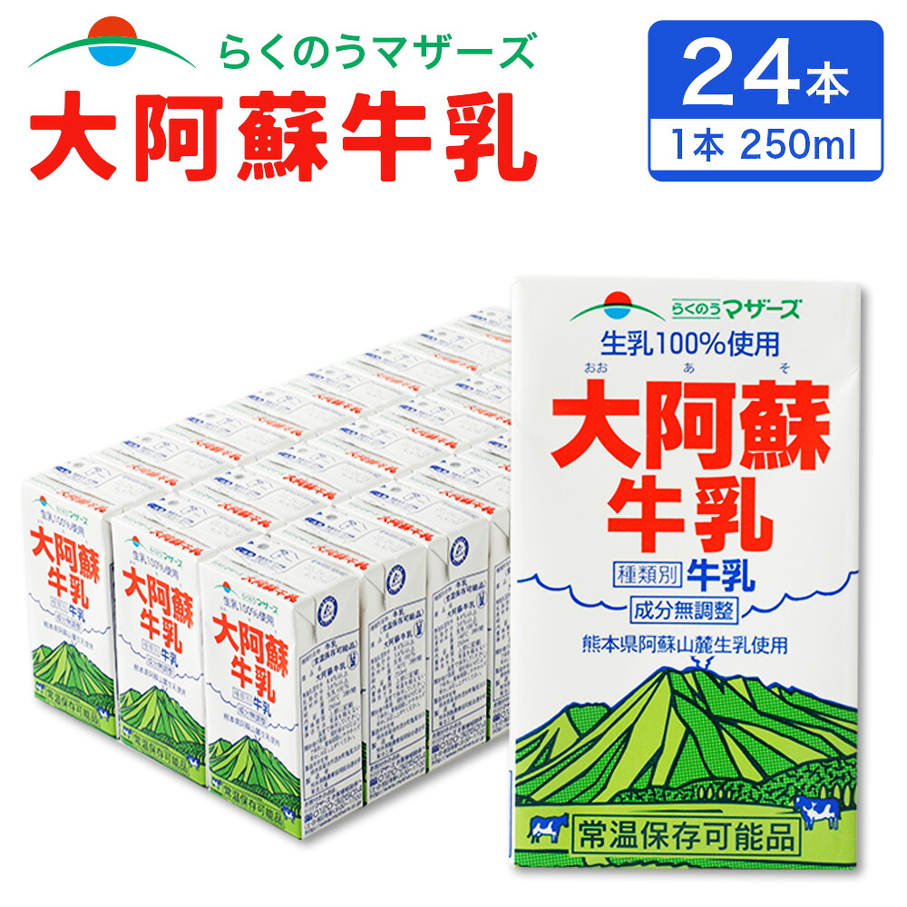【ふるさと納税】大阿蘇牛乳 250ml&times;24本 合計 6000ml 6L らくのうマザーズ 阿蘇 牛乳 ミルク 乳製品 飲料 生乳100％使用 成分無調整 常温保存可能 紙パック セット 国産 九州産 熊本県産 送料無料｜熊本県西原村 10,780円