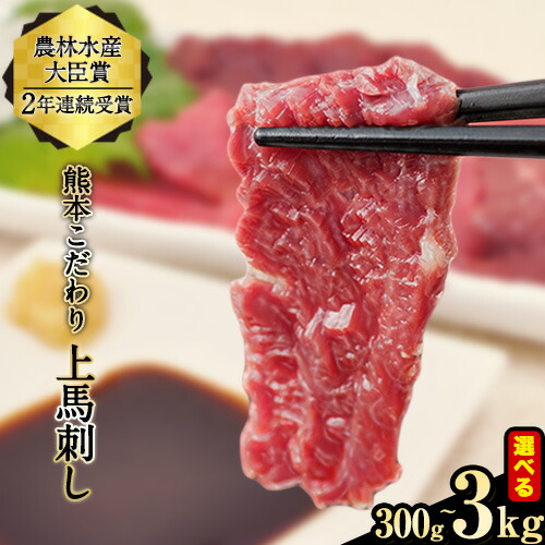 【ふるさと納税】馬刺し 上赤身 ブロック 国産 熊本肥育 冷凍  たれ付き 300g~3kg  肉 絶品 牛肉よりヘルシー 馬肉 平成27年28年 農林水産大臣賞受賞 南阿蘇村 《7月中旬-9月末頃出荷》選べる 内容量【純国産 熊本肥育】 たっぷり 生食用 KG ばさし 送料無料
