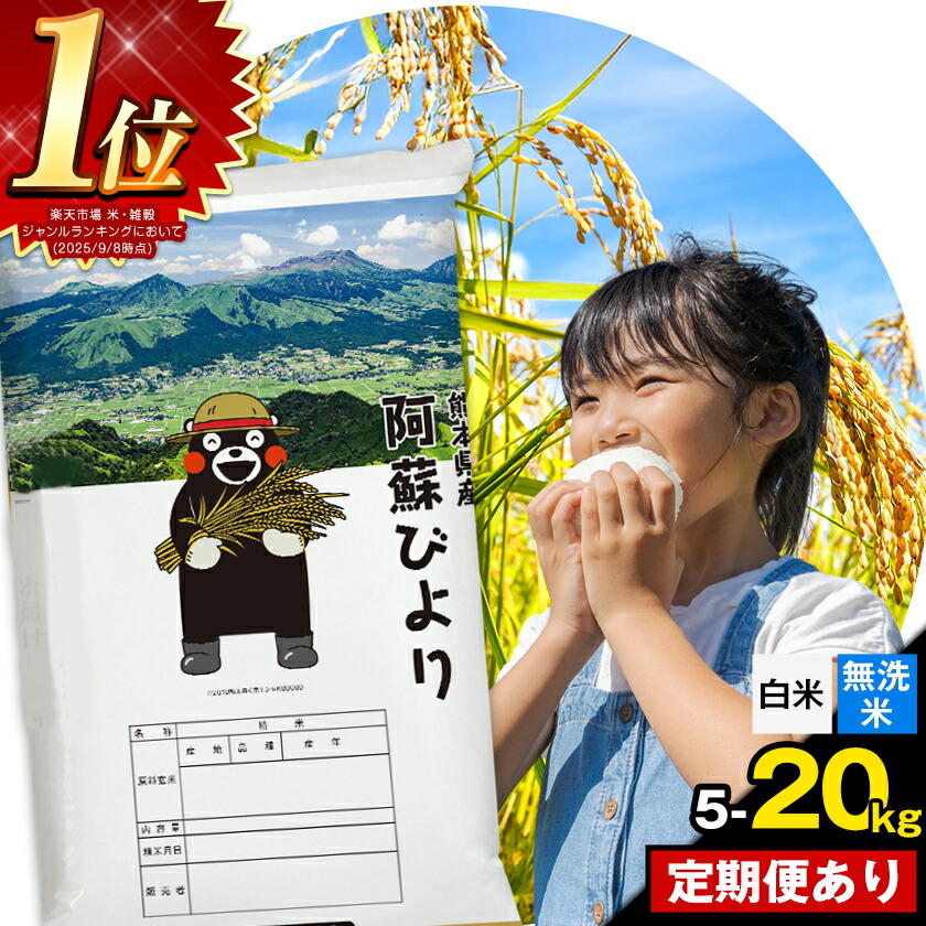 【ふるさと納税】【寄附額改定】高レビュー 米 無洗米 ランキング 1位 訳あり 定期便  米 コメ こめ ふるさと納税 むせんまい 阿蘇びより あそ 楽天スーパーSALE お買い物マラソン 5kg 10kg 20kg 定期便 12ヶ月 隔月6回《出荷時期をお選びください》：熊本県南阿蘇村