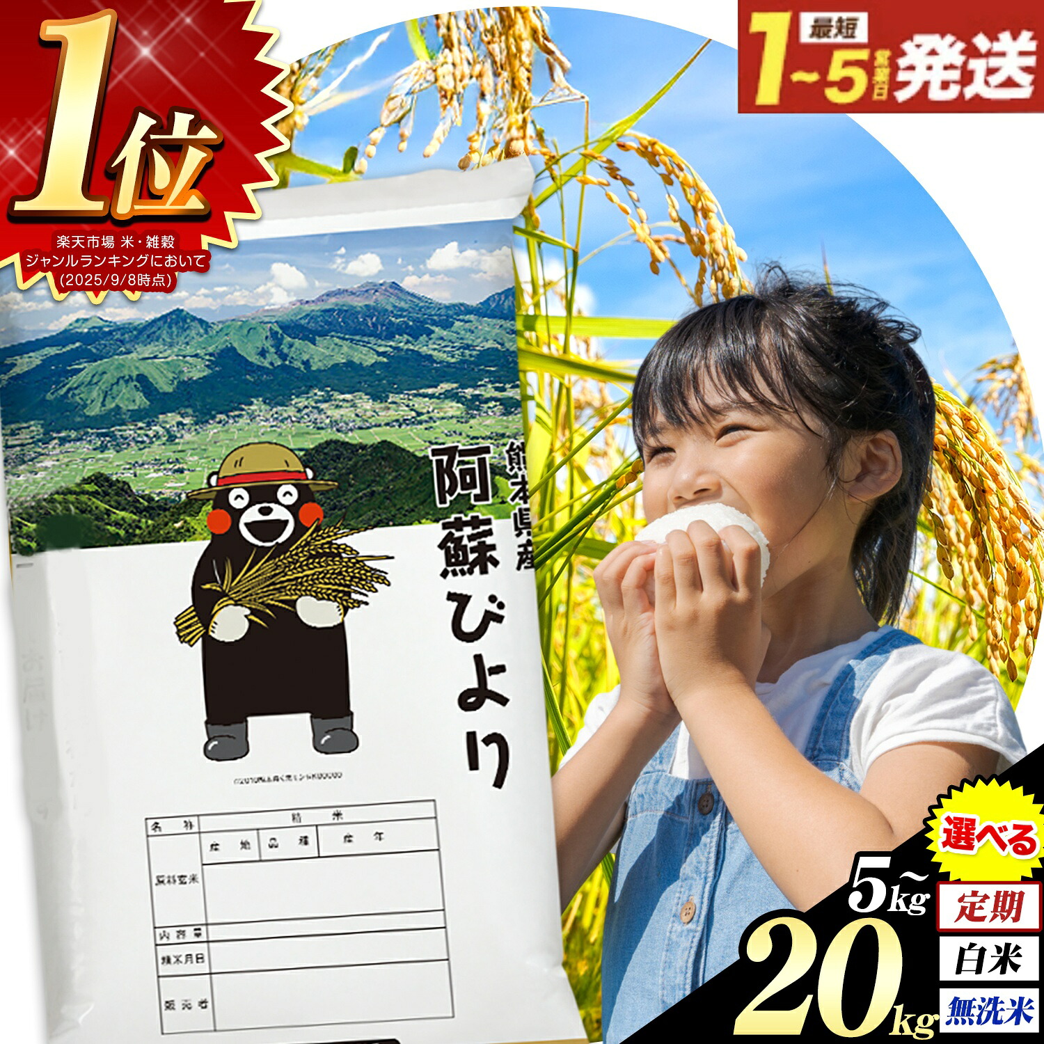 【ふるさと納税】【R8熊本地震復興支援】高レビュー 米 無洗米 ランキング 1位 訳あり 定期便  米 コメ こめ ふるさと納税 むせんまい 阿蘇びより あそ お買い物マラソン 5kg 10kg 20kg 定期便《出荷時期をお選びください》：熊本県南阿蘇村