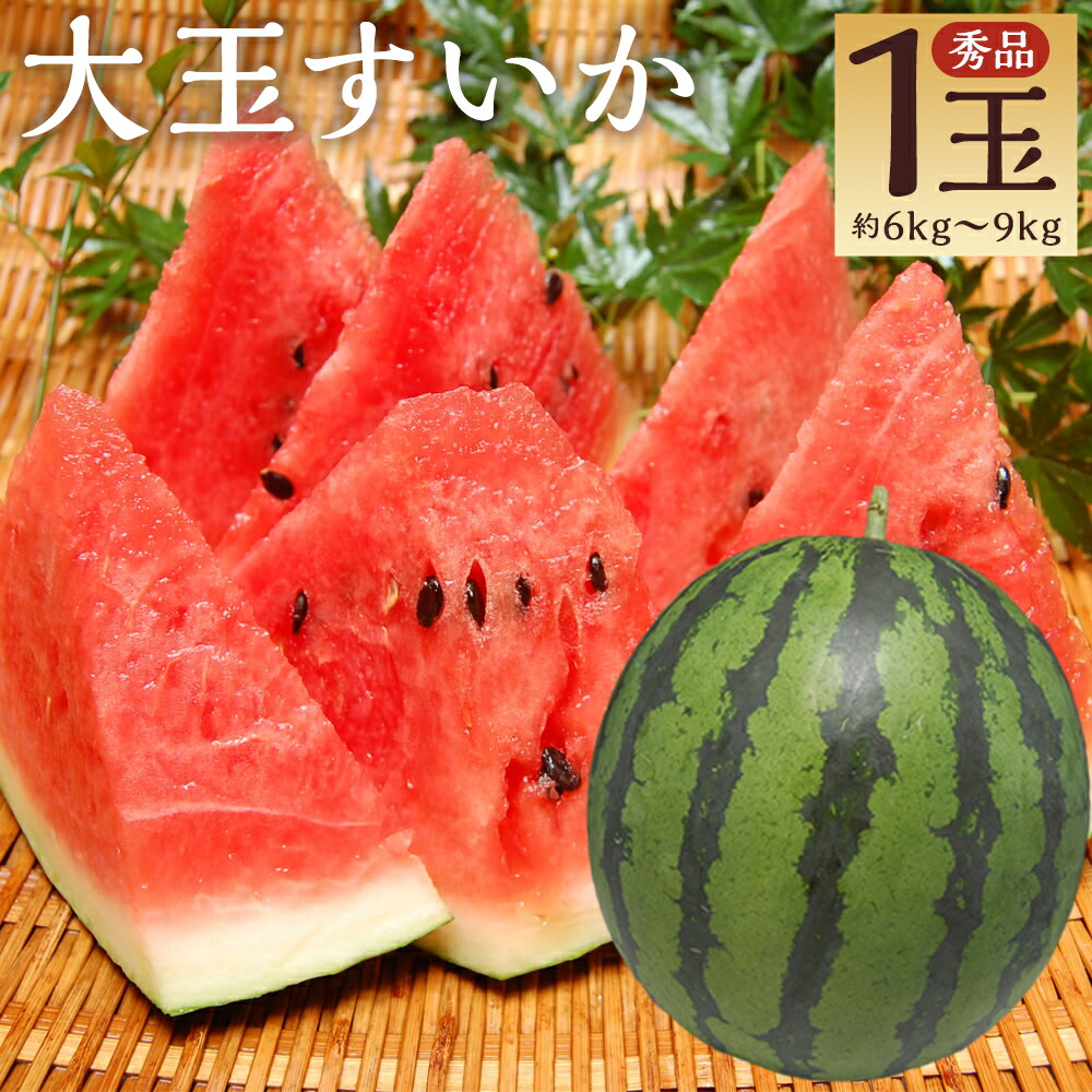 【ふるさと納税】大玉すいか 秀品 1玉 約6kg～9kg L～3L混合 スイカ すいか 益城町産 お取り寄せ お取り寄せグルメ 西瓜 フルーツ 益城町産 熊本県産 九州産 送料無料【2025年5月下旬～7月下旬に順次発送予定】