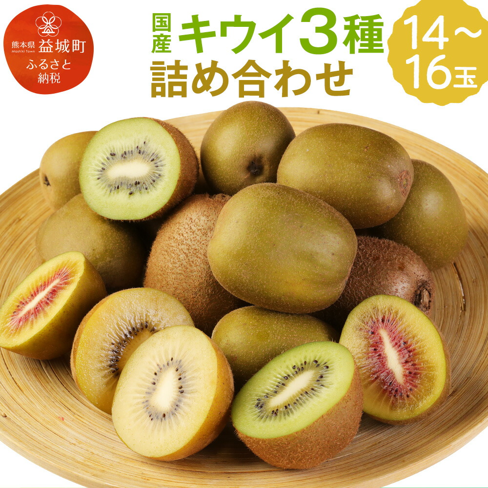 【ふるさと納税】【14営業日以内発送】キウイ3種詰め合わせ 約1.8kg 合計14～16玉 ヘイワードキウイ レッドキウイ イエローキウイ 食べ比べ フルーツ 果物 熊本県産 益城町産 送料無料【2026年11月下旬～2027年1月下旬発送予定】