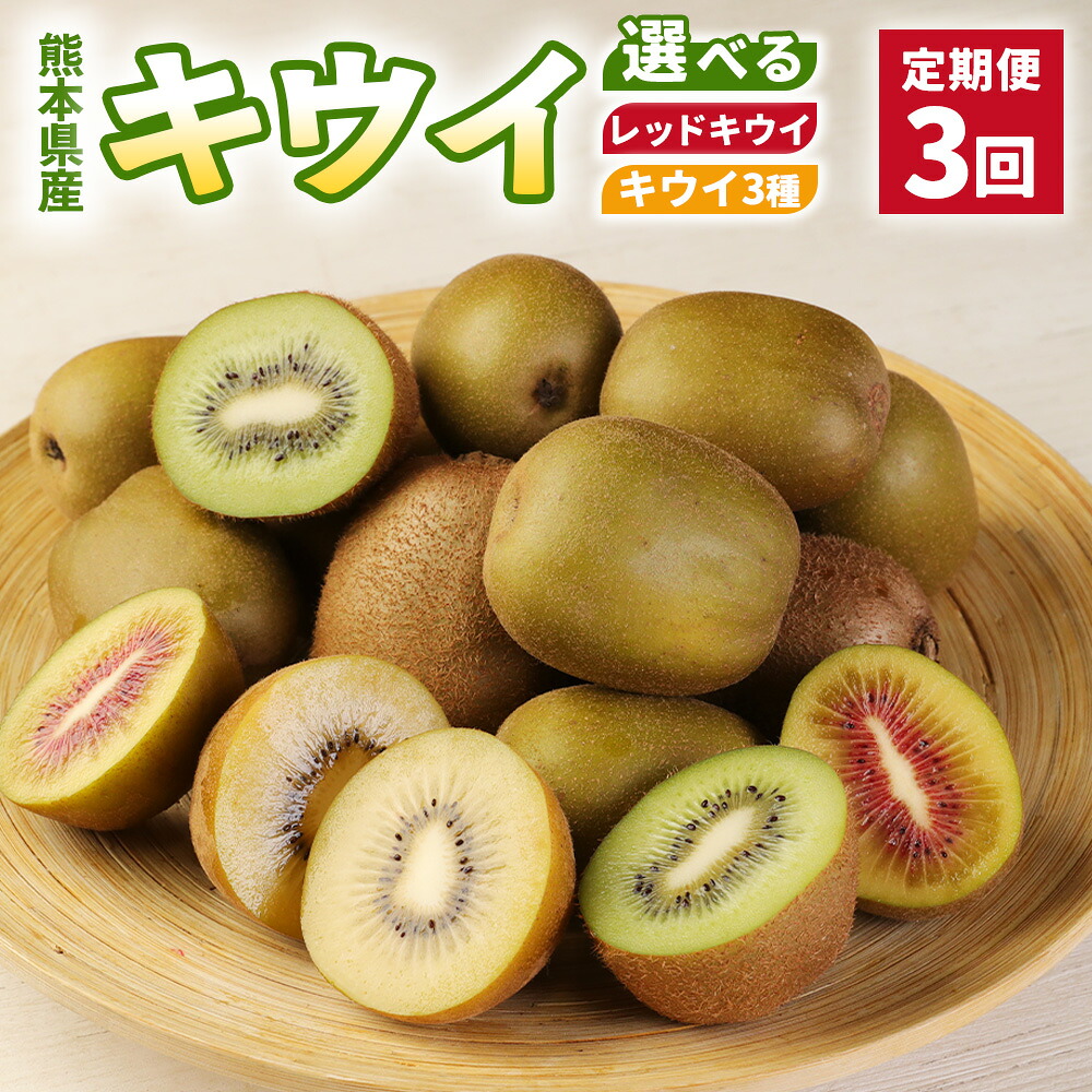 【ふるさと納税】【3ヶ月定期便】＜選べる種類＞レッドキウイ / キウイ3種 各月約1.5kgずつお届け 1ヶ月毎 3回 キウイ フルーツ くだもの 果物 果実 デザート 冷蔵 熊本県産 国産 九州 熊本県 益城町 送料無料 【2026年11月下旬～2027年2月上旬まで順次発順次送予定】｜熊本県益城町 32,825円