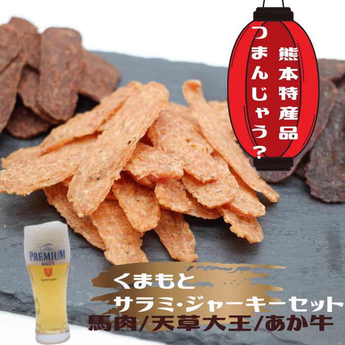 【ふるさと納税】くまもとサラミ・ジャーキーセット - 馬肉 牛肉 鶏肉 馬肉サラミ 馬肉ジャーキー あか牛サラミ あか牛ジャーキー 天草大王サラミ 天草大王ジャーキー 詰め合わせセット おやつ おつまみ 珍味 おすすめ 熊本県 甲佐町｜熊本県甲佐町