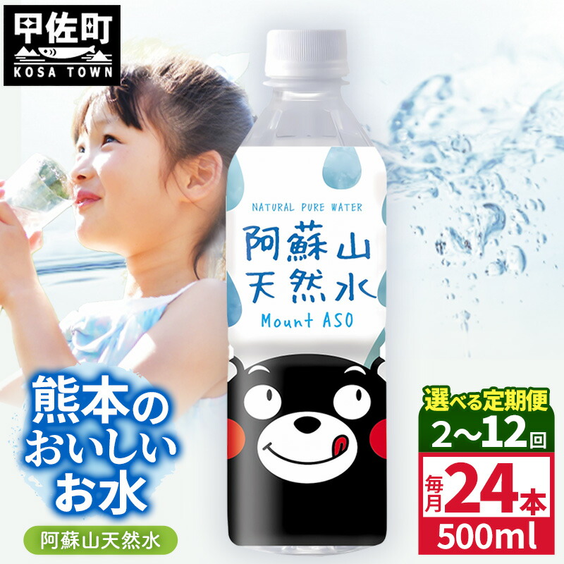 【ふるさと納税】【選べる定期便】熊本のおいしいお水 阿蘇山天然水 500ml×24本（1ケース）（共通返礼品・御船町）【2ヵ月／3ヶ月／6ヵ月／12ヵ月】 - 水 飲料水 ミネラルウォーター 箱買い まとめ買い ペットボトル 飲料 軟水 防災 備蓄 ローリングストック 熊本県