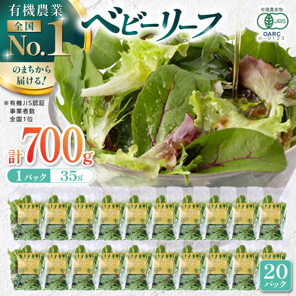 【ふるさと納税】有機野菜 ベビーリーフ 計700g (35g×20パック)  山都町産 産地直送 高原野菜 有機JAS認証取得【株式会社 清和ミネラル会】[YBT005]