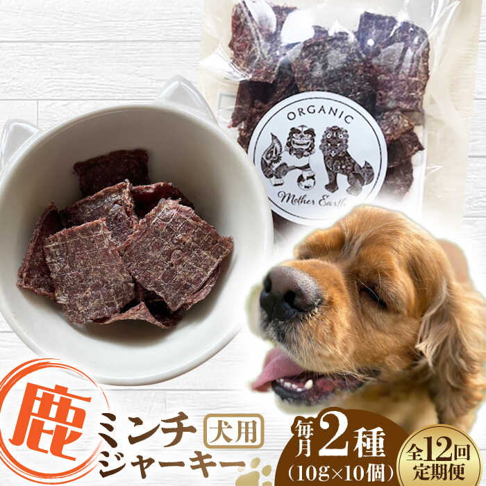 【ふるさと納税】【全12回定期便】犬用 鹿肉 猪肉 ミンチジャーキー 2種 100g (10g×10個) ミンチ ジャーキー ペット用品 ペットフード ドッグフード 小分け 熊本 山都町 ドライフード 犬のおやつ ペット用 犬 愛犬 ジビエ 【Mother Earth】[YCB016]