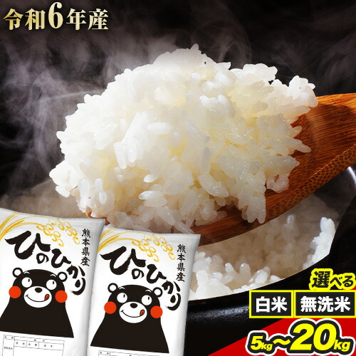 【ふるさと納税】 令和6年産 白米 無洗米 選べる ひのひかり 5kg 10kg 15kg 20kg 《7-14日以内に出荷予定(土日祝除く)》 熊本県産 無洗米 白米 精米 氷川町 ひの 送料無料 ヒノヒカリ コメ 便利 ブランド米 お米 おこめ 熊本
