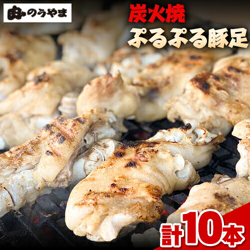 【ふるさと納税】九州産 炭火焼き ぷるぷる豚足10本（2本入&times;5パック）《60日以内に出荷予定（土日祝を除く）》熊本県 葦北郡 津奈木町 肉ののうやま 豚｜熊本県津奈木町
