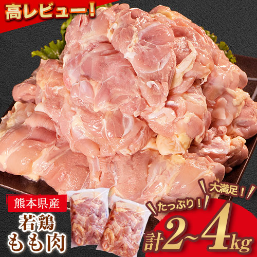 【ふるさと納税】 鶏肉 高レビュー 若鶏 もも肉 約2kg×1袋 2袋 (1袋あたり約300g×7枚前後) たっぷり大満足！《30日以内に出荷予定(土日祝除く)》熊本県 葦北郡 津奈木町 鶏 鶏肉 モモ もも 肉 大容量
