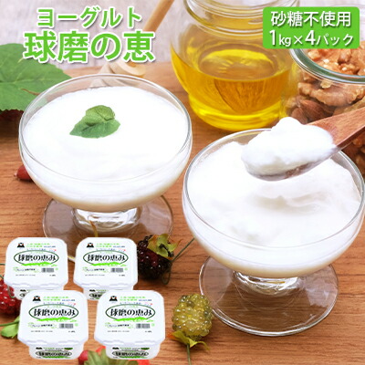 【ふるさと納税】球磨の恵ヨーグルト 1kg×4パック(砂糖不使用) 乳製品 |熊本県錦町