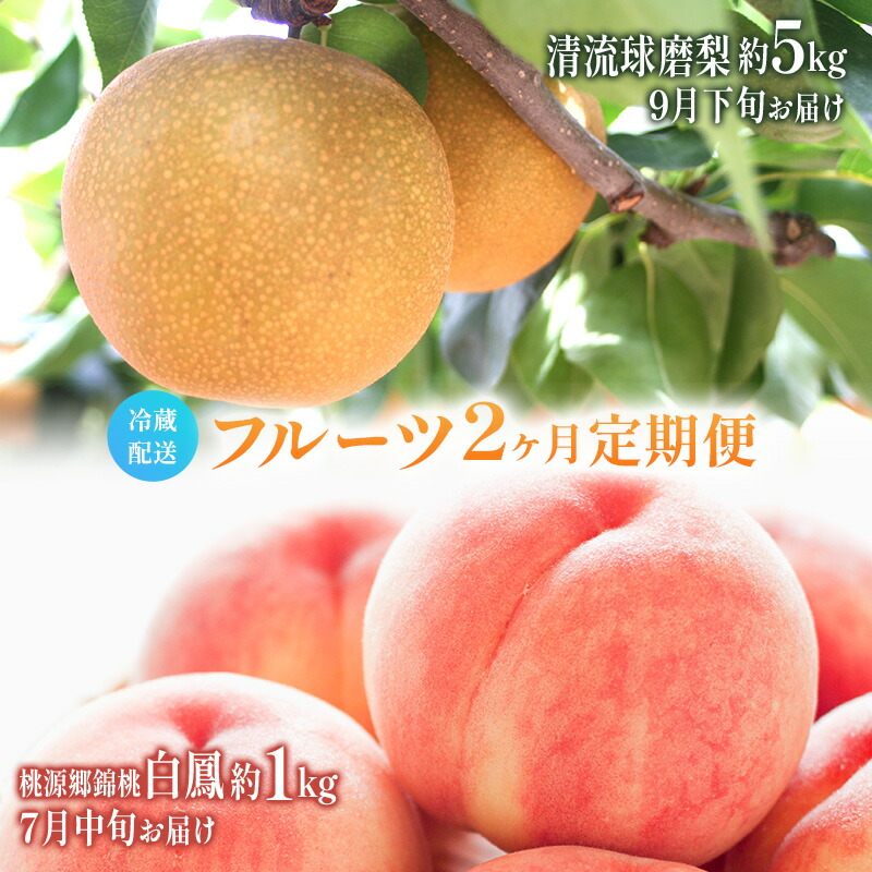 【ふるさと納税】定期便 2回 先行予約 【 桃 白桃 7月頃 梨 9月頃 】白鳳 特製桃源郷錦 約1kg、清流錦梨 約5kg もも モモ なし フルーツ 果物 デザート お楽しみ 2025年発送 配送不可:離島 　お届け：2025年7月中旬～9月下旬