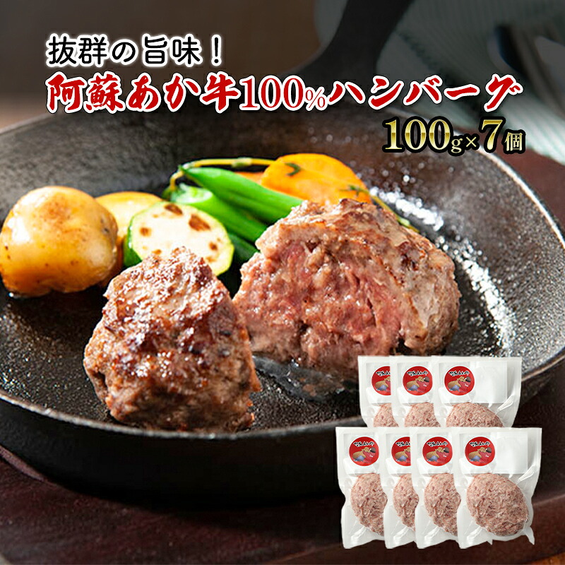 【ふるさと納税】ハンバーグ 阿蘇 あか牛 100% 100g×7個 肉 牛肉 お肉 にく 配送不可:離島