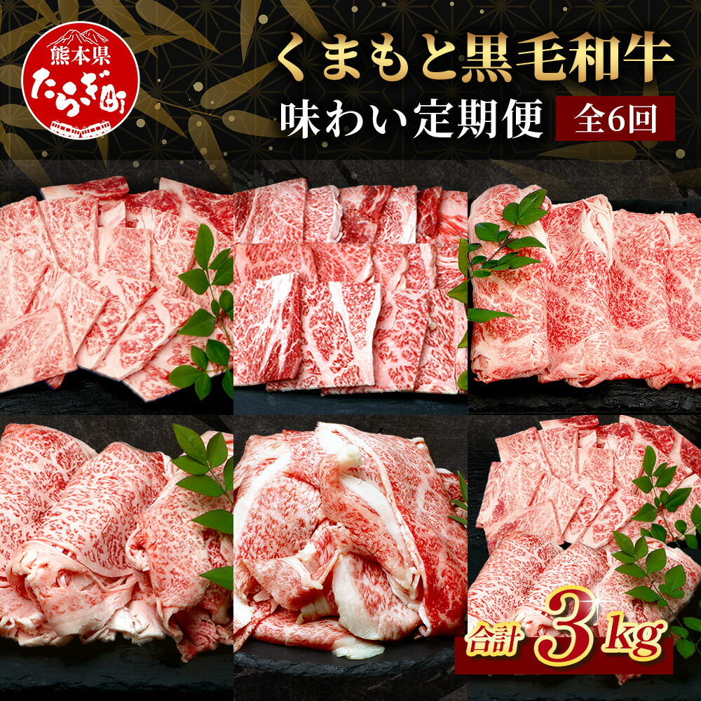 【ふるさと納税】《定期便6回》くまもと 黒毛和牛 味わい 定期便～合計 3kg ブランド牛 黒毛 和牛 ロース 焼き肉 すき焼き 切り落とし 赤身 スライス 和王 焼き肉 すきやき スキヤキ BBQ アウトドア 霜降り 上質 ブランド牛 国産 牛肉 冷凍 熊本県 送料無料 45,600円