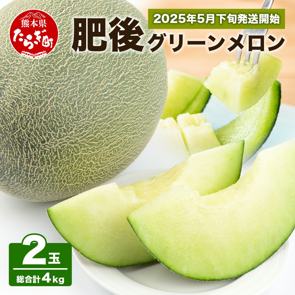【ふるさと納税】【2025年5月下旬～順次発送予定】【先行予約】肥後グリーン メロン 大玉 2玉 合計4kg以上 熊本県産 産地直送 肥後グリーン 甘い 果物 フルーツ メロン 肥後 令和7年 ご予約 熊本県 多良木町 送料無料