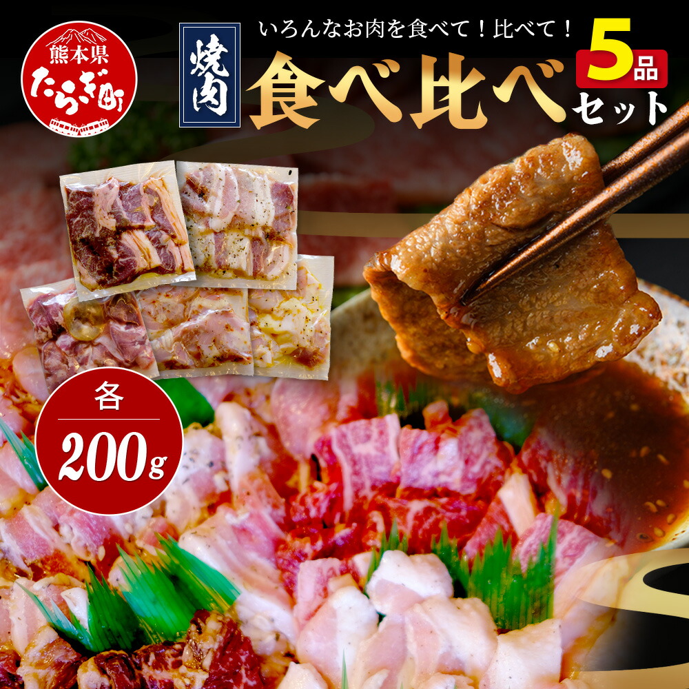 【ふるさと納税】村上精肉店の 味付き 焼肉 5品セット 【 合計1kg 】 牛カルビ 豚バラ タン トントロ 鶏せせり  焼き肉 BBQ アウトドア キャンプ ストック 常備 ホームパーティ 送料無料