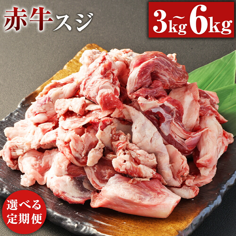 【ふるさと納税】【選べる定期便】赤牛スジ 1回あたり約1kg×1パック 計約3kg 計約6kg 3ヶ月 6ヶ月 定期便 赤牛 あか牛 牛スジ 牛すじ すじ肉 スジ肉 牛肉 和牛 肉 お肉 煮込み料理 カレー 料理用 冷凍 お取り寄せグルメ 熊本県 湯前町 送料無料