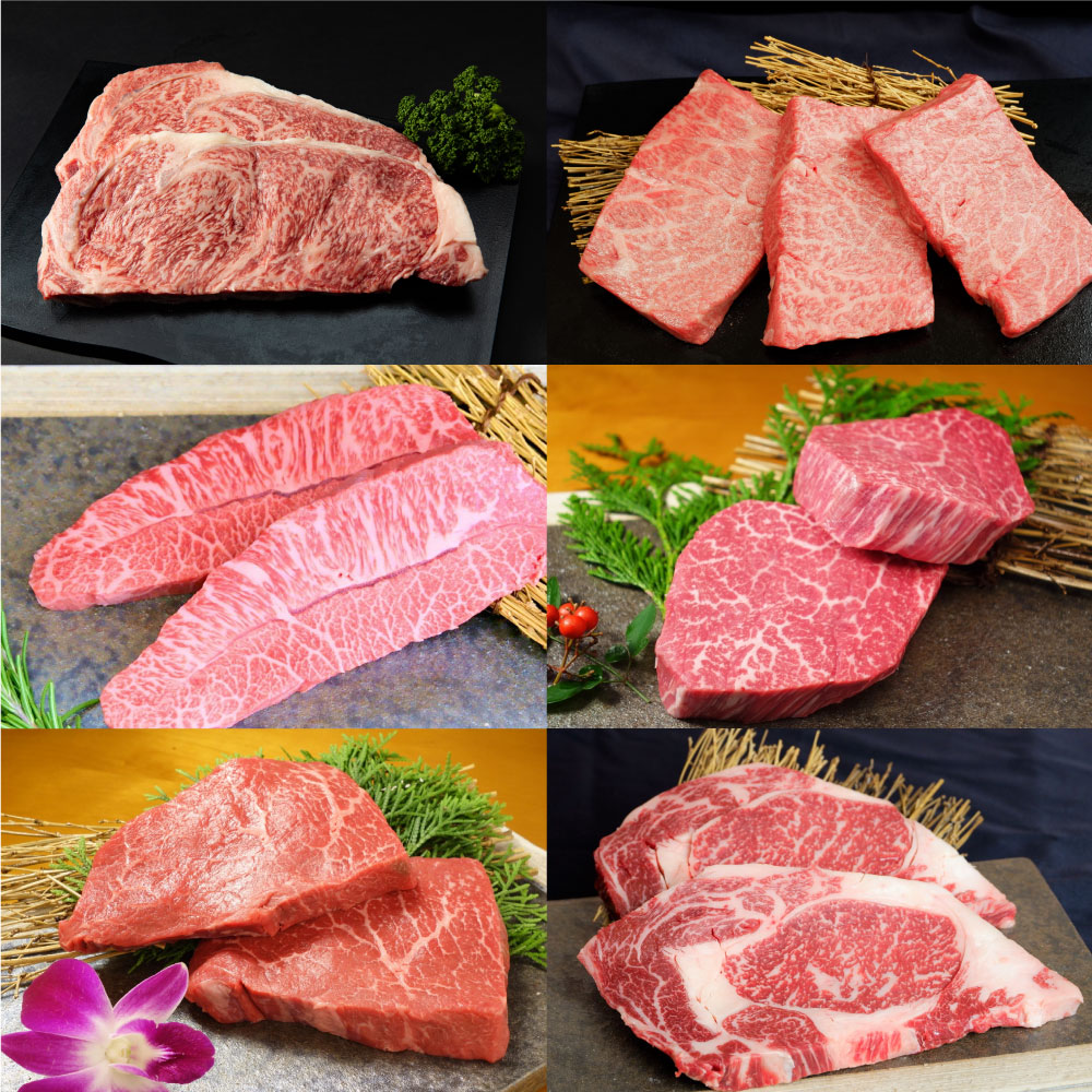 【ふるさと納税】【6ヶ月定期便】あか牛 ステーキ 食べ比べ サーロイン ランプ 三角バラ ミスジ リブロース モモ 牛 国産 和牛 褐色和牛 冷凍 熊本県 湯前町 送料無料