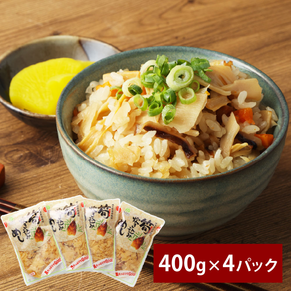 【ふるさと納税】筍炊き込み飯 計1.6kg（400g×4パック） 鶏肉 お肉 野菜 たけのこ タケノコ 筍 ごぼう 干し椎茸 人参 ・碵油 しょうゆ 炊き込みご飯の素 惣菜 熊本県産 国産 九州 熊本県 湯前町 送料無料