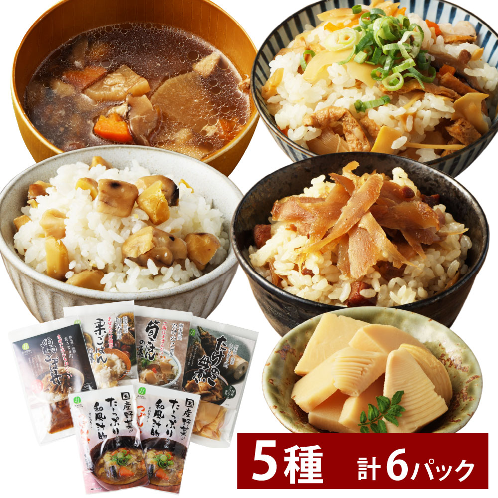 【ふるさと納税】混ぜご飯の素・つぼん汁など 5種セット 計6パック つぼん汁・筍ごはんの素・鶏ごぼ丼・栗ごはんの素・たけのこ母煮 鶏肉 お肉 野菜 惣菜 汁物 けんちん汁 郷土料理 惣菜 和食 ギフト 贈答 熊本県産 国産 九州 熊本県 湯前町 送料無料