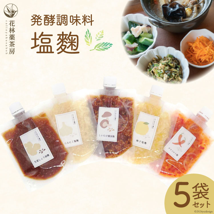 【ふるさと納税】塩麹 発酵調味料塩麹 5袋 セット [花林薬茶房 熊本県 五木村 51120259] 小分け 個包装 塩こうじ 醤油麹 にんにく 生姜 ゆず 柚子 詰め合わせ