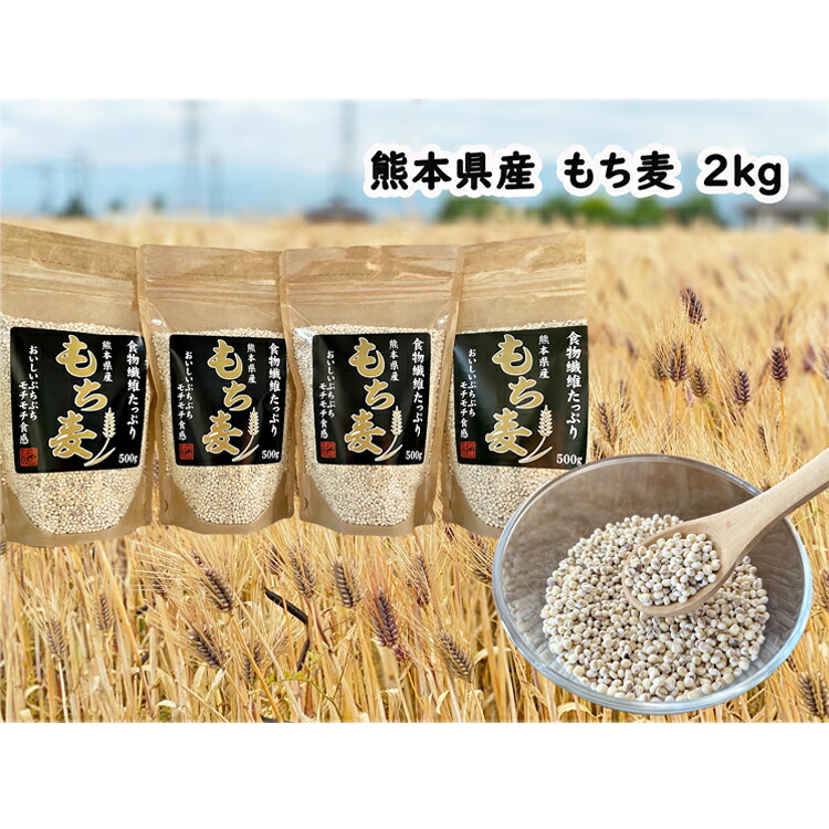 【ふるさと納税】熊本県産　もち麦　2kg(500g×4袋)  　お届け時期：入金確認後20日前後