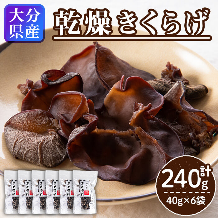 【ふるさと納税】 大分県産 きくらげ (計240g・40g×6袋) キクラゲ 木耳 小分け 国産 肉厚 きのこ キノコ 常温 ビタミンD 食物繊維 天ぷら スープ 【opap001】【大分乾物】|大分県