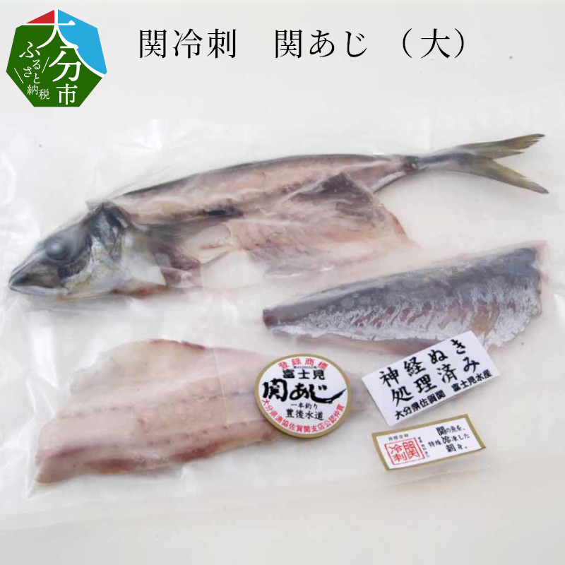 ふるさと納税 関冷刺 アジ 関あじ 大 関あじ 大 E 大分県大分市 大分県大分市釣りたての鮮度そのまま 関冷刺の関 さばを3枚に下ろし特殊冷凍加工しました 皮 腹皮も処理済み 流水解凍後 中骨を切り取って刺身にするだけです