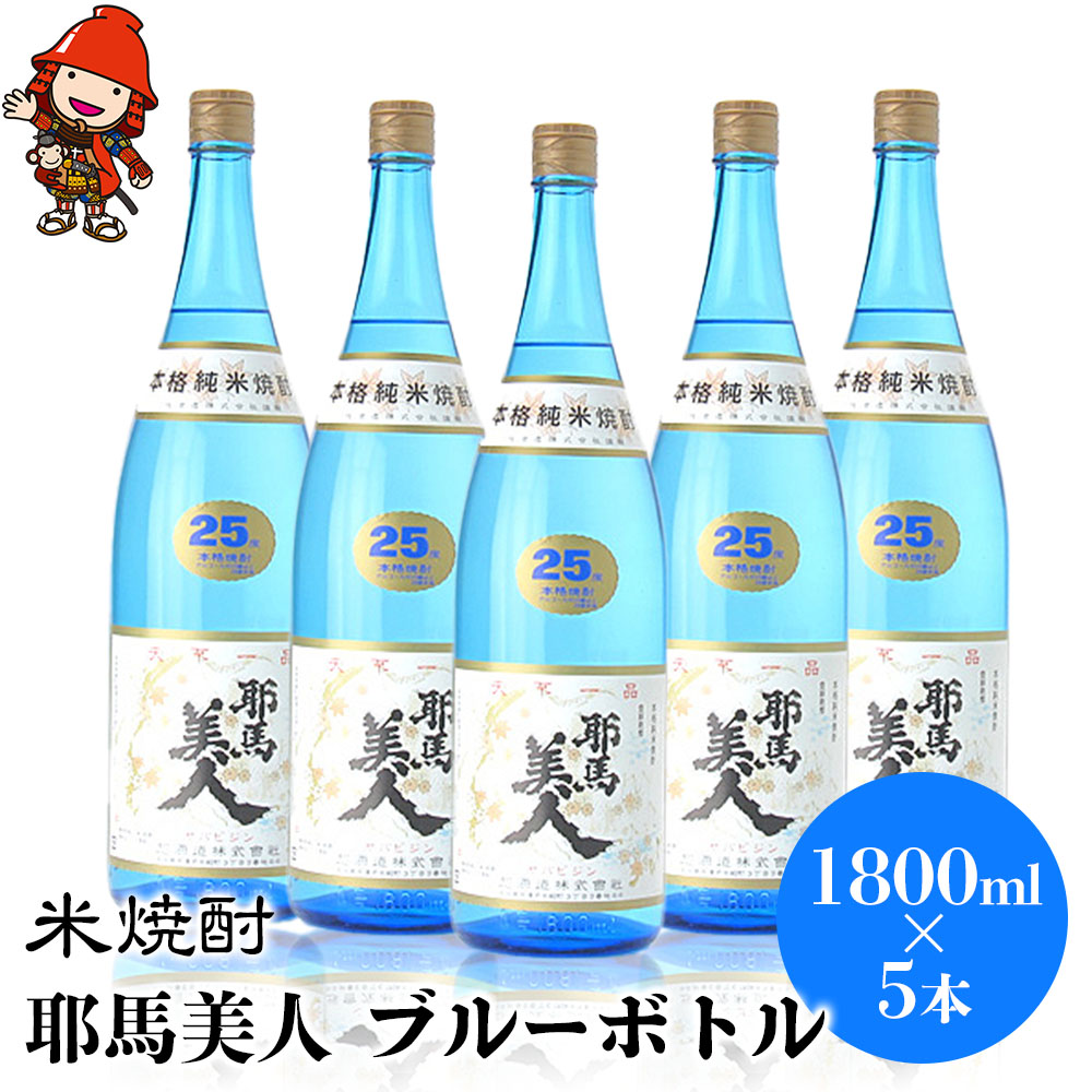 【ふるさと納税】米焼酎 耶馬美人 ブルーボトル 25度 1,800ml×5本 | 大分県中津市の地酒 焼酎 酒 アルコール 大分県産 九州産 中津市 国産 送料無料