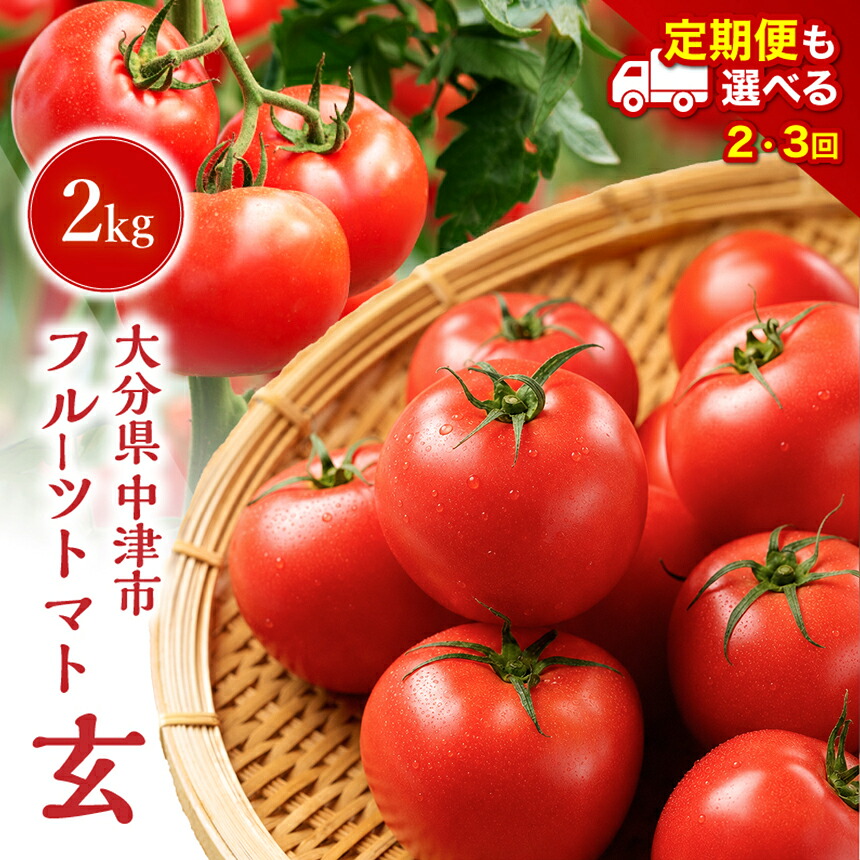 【ふるさと納税】【期間限定】フルーツトマト 「玄」 2kg 選べる 発送回数 1回 / 2回 / 3回 | フルティカ ミディトマト ミニトマト ぷちとまと プチトマト トマト 国産 野菜 やさい 定期 定期便 単品 大分県 中津市【※8月~10月は発送不可】|大分県中津市