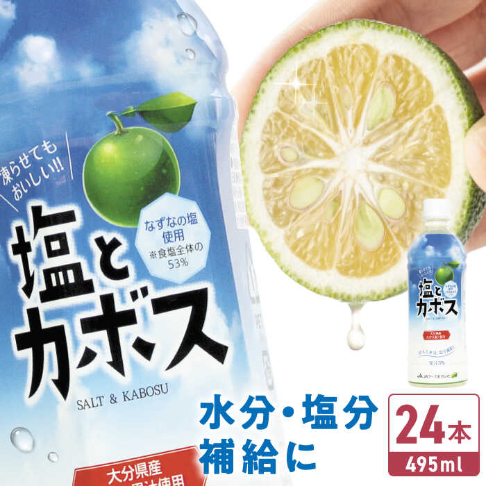 【ふるさと納税】塩とカボス 495ml&times;24本 日田市 / 株式会社綾部商店　カボス ジュース 飲料 [ARDC015]｜大分県日田市